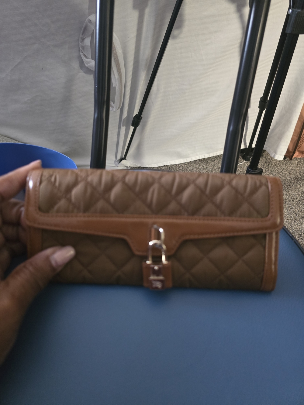 Burberry Brown Quilted Leather Continental Wallet with Buckle